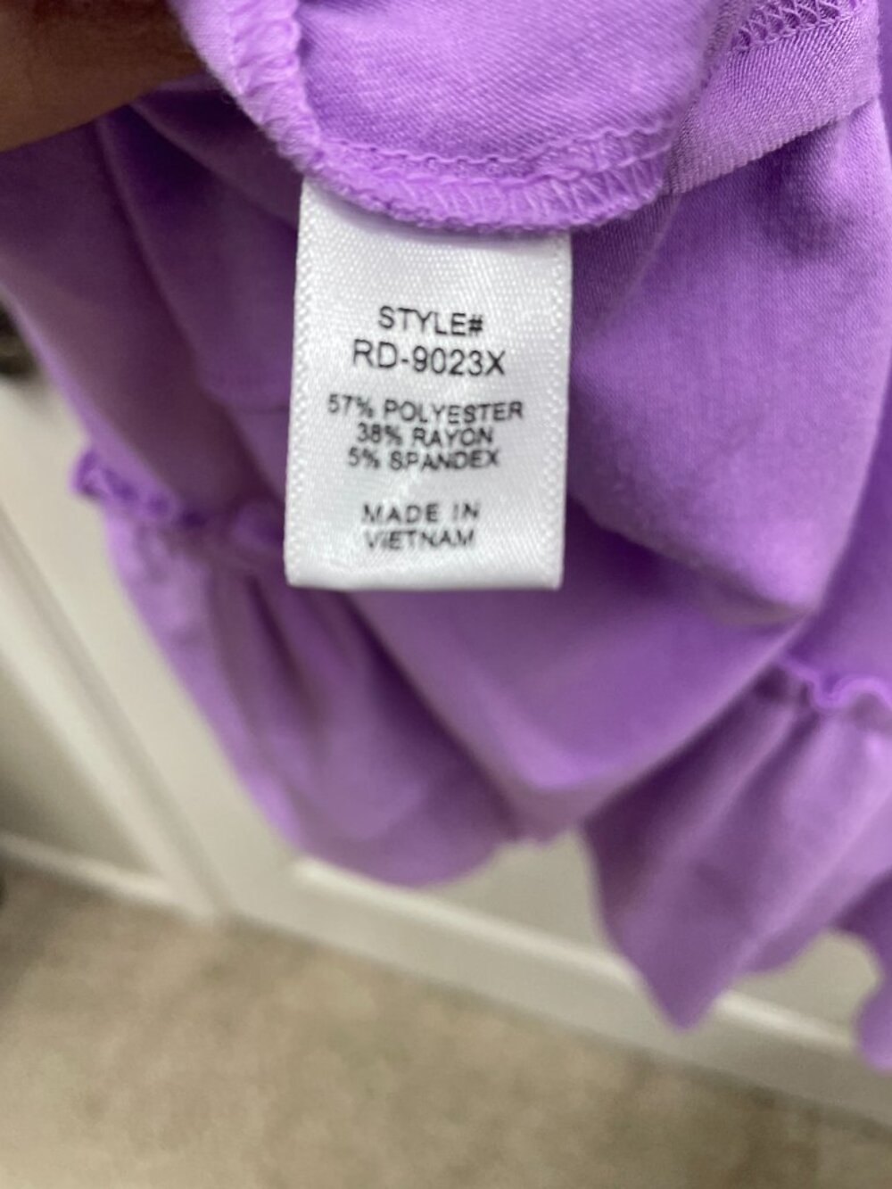NEW! Zenana Plus Short Sleeve Round Neck Ruffle Hem Dress Lavender 1X - Picture 7 of 9